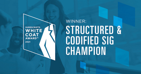 NextGen Healthcare Wins 2021 Surescripts White Coat Award for EHR Vendor (Graphic: Business Wire)